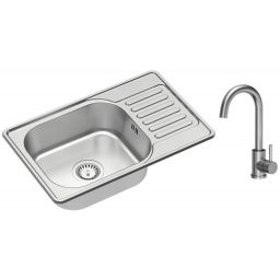 Quadron Eddie 111 SteelQ zlewozmywak stalowy 66x42 cm wpuszczany len z baterią HD111LEN6642_3623500_BS