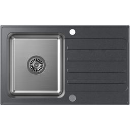Quadron Kenneth 111 zlewozmywak granitowo-stalowy 78x48 cm black dotted/stalowy FUS_K7848CZ