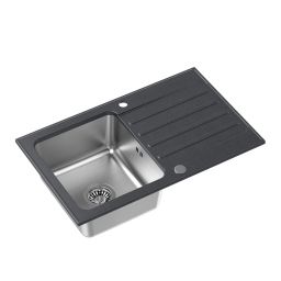 Quadron Kenneth 111 zlewozmywak granitowo-stalowy 78x48 cm black dotted/stalowy FUS_K7848CZ