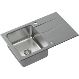 Zestaw Quadron Michael 111 zlewozmywak granitowo-stalowy 78x48 cm z baterią Kate szary/stal FUS_M7848SZ_3623500BS