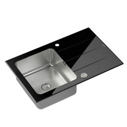 Quadron Ford zlewozmywak szklano-stalowy 78x50 cm HB3578SC3BS_P2O