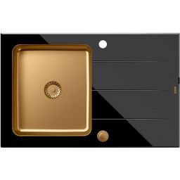 Quadron Ford zlewozmywak szklano-stalowy 78x50 cm czarny HB3578SC3C1_P2O