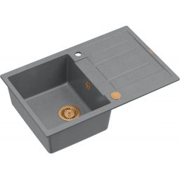 Quadron Morgan 111 zlewozmywak 78x50 cm z GraniteQ wpuszczany silver stone/elementy miedziane HB8203U5-C1_P2O