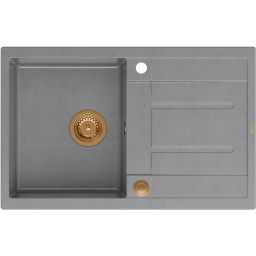 Quadron Morgan 111 zlewozmywak 78x50 cm z GraniteQ wpuszczany silver stone/elementy miedziane HB8203U5-C1_P2O