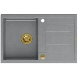 Quadron Morgan 111 zlewozmywak 78x50 cm GraniteQ wpuszczany silver stone/elementy złote HB8203U5-G1_P2O