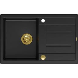 Quadron Morgan 111 zlewozmywak 78x50 cm wpuszczany GraniteQ pure carbon/złoty HB8203U7-G1_P2O