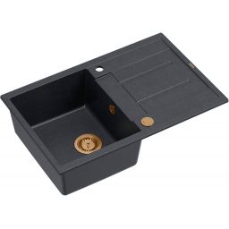 Quadron Morgan 111 zlewozmywak 78x50 cm wpuszczany GraniteQ black diamond/miedź HB8203U8-C1_P2O