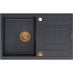 Quadron Morgan 111 zlewozmywak 78x50 cm wpuszczany GraniteQ black diamond/miedź HB8203U8-C1_P2O