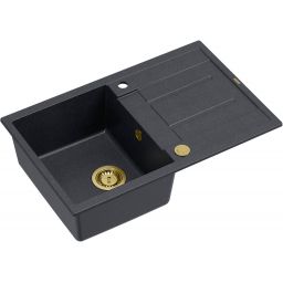 Quadron Morgan 111 zlewozmywak 78x50 cm wpuszczany GraniteQ black diamond/złoty HB8203U8-G1_P2O