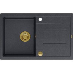 Quadron Morgan 111 zlewozmywak 78x50 cm wpuszczany GraniteQ black diamond/złoty HB8203U8-G1_P2O