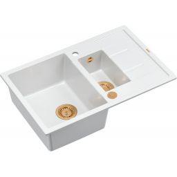 Quadron Morgan 156 zlewozmywak 78x50 cm GraniteQ snow white/miedź HB8224U1-C1_P2O