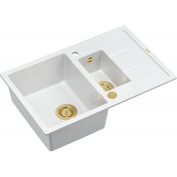 Quadron Morgan 156 zlewozmywak 78x50 cm wpuszczany GraniteQ snow white/złoty HB8224U1-G1_P2O