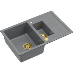 Quadron Morgan 156 zlewozmywak 78x50 cm wpuszczany GraniteQ silver stone/złoty HB8224U5-G1_P2O