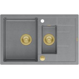 Quadron Morgan 156 zlewozmywak 78x50 cm wpuszczany GraniteQ silver stone/złoty HB8224U5-G1_P2O