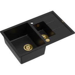 Quadron Morgan 156 zlewozmywak 78x50 cm wpuszczany GraniteQ pure carbon/złoty HB8224U7-G1_P2O