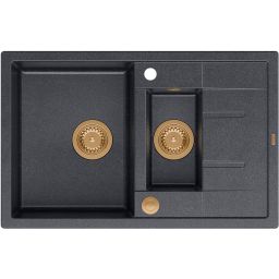 Quadron Morgan 156 zlewozmywak 78x50 cm GraniteQ black diamond/miedź HB8224U8-C1_P2O