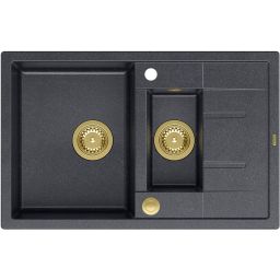 Quadron Morgan 156 zlewozmywak 78x50 cm GraniteQ black diamond/złoty HB8224U8-G1_P2O