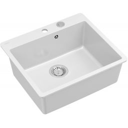 Quadron Morgan 110 FM zlewozmywak 56.,5x49,5 cm Graniteq snow white/elementy stalowe HB8304U1-FM_BS_P2O