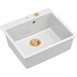 Quadron Morgan 110 FM zlewozmywak 56,5x49,5 cm GraniteQ snow white/elementy miedziane HB8304U1-FM_C1_P2O