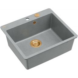 Quadron Morgan 110 FM zlewozmywak 56,5x49,5 cm GraniteQ silver stone/elementy miedziane HB8304U5-FM_C1_P2O