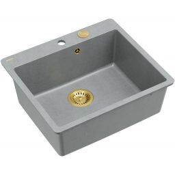 Quadron Morgan 110 FM zlewozmywak 56,5x49,5 cm GraniteQ silver stone/elementy złote HB8304U5-FM_G1_P2O