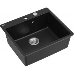 Quadron Morgan 110 FM zlewozmywak 56,5x49,5 cm GraniteQ pure carbon/elementy stalowe HB8304U7-FM_BS_P2O