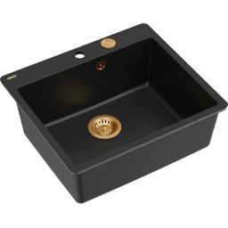 Quadron Morgan 110 FM zlewozmywak 56,5x49,5 cm GraniteQ pure carbon/elementy miedziane HB8304U7-FM_C1_P2O