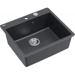 Quadron Morgan 110 FM zlewozmywak 56,5x49,5 cm GraniteQ black diamond/elementy stalowe HB8304U8-FM_BS_P2O