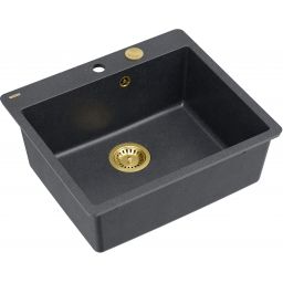 Quadron Morgan 110 FM zlewozmywak 56,5x49,5 cm GraniteQ black diamond/elementy złote HB8304U8-FM_G1_P2O