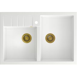 Quadron Bill 120 zlewozmywak 90x62 cm GraniteQ snow white/złoty HCQB9062U1_PVDG1