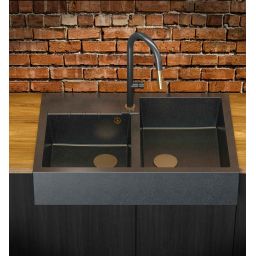 Quadron Bill 120 zlewozmywak 90x62 cm GraniteQ black diamond/złoty HCQB9062U8_PVDG1