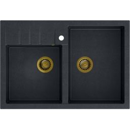 Quadron Bill 120 zlewozmywak 90x62 cm GraniteQ black diamond/złoty HCQB9062U8_PVDG1