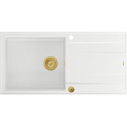 Quadron Evan 146XL zlewozmywak 100x50 cm GraniteQ snow white/złoty HCQE10050U1_PVDG1_P2O