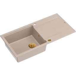 Quadron Evan 146XL zlewozmywak GraniteQ 100x50 cm beż/elementy złote HCQE10050U2_PVDG1_P2O