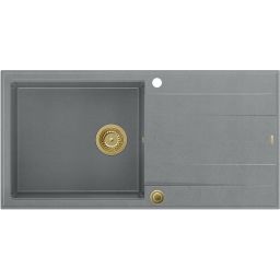 Quadron Evan 146XL zlewozmywak 100x50 cm GraniteQ silver stone/złoty HCQE10050U5_PVDG1_P2O