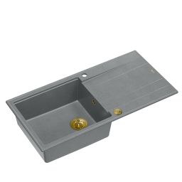 Quadron Evan 146XL zlewozmywak 100x50 cm GraniteQ silver stone/złoty HCQE10050U5_PVDG1_P2O
