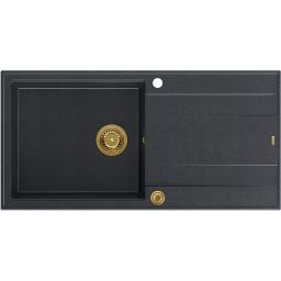 Quadron Evan 146XL zlewozmywak 100x50 cm GraniteQ black diamond/złoty HCQE10050U8_PVDG1_P2O