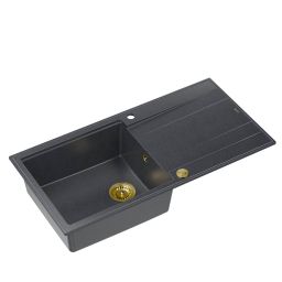 Quadron Evan 146XL zlewozmywak 100x50 cm GraniteQ black diamond/złoty HCQE10050U8_PVDG1_P2O