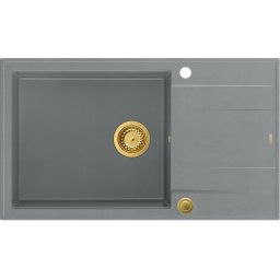 Quadron Evan 136 XL zlewozmywak 86x50 cm GraniteQ silver stone/złoty HCQE58650U5_PVDG1_P2O