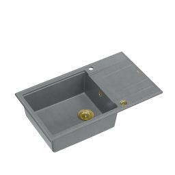 Quadron Evan 136 XL zlewozmywak 86x50 cm GraniteQ silver stone/złoty HCQE58650U5_PVDG1_P2O