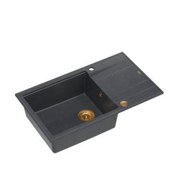 Quadron Evan 136 XL zlewozmywak 86x50 cm GraniteQ black diamond/miedź HCQE58650U8_PVDC1_P2O