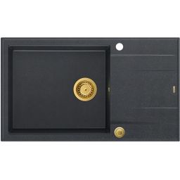 Quadron Evan 136 XL zlewozmywak 86x50 cm GraniteQ black diamond/złoty HCQE58650U8_PVDG1_P2O