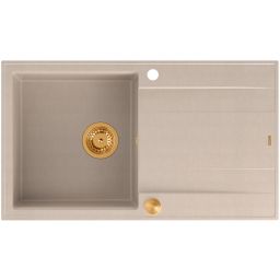 Quadron Evan 111 zlewozmywak GraniteQ 86x50 cm beż/elementy miedziane HCQE8650U2_PVDC1_P2O