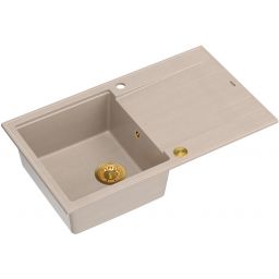 Quadron Evan 111 zlewozmywak GraniteQ 86x50 cm beż/elementy złote HCQE8650U2_PVDG1_P2O