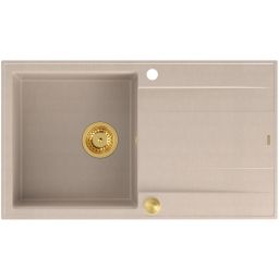 Quadron Evan 111 zlewozmywak GraniteQ 86x50 cm beż/elementy złote HCQE8650U2_PVDG1_P2O