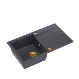 Quadron Evan 111 zlewozmywak 86x50 cm GraniteQ black diamond/miedź HCQE8650U8_PVDC1_P2O
