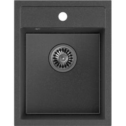 Quadron Johnny 90 zlewozmywak 50x39 cm GraniteQ wpuszczany black dotted/elementy stalowe HCQJ3950CZK