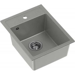 Quadron Johnny 90 zlewozmywak 50x39 cm GraniteQ wpuszczany silver stone/elementy stalowe HCQJ3950SZK