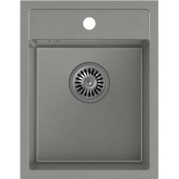 Quadron Johnny 90 zlewozmywak 50x39 cm GraniteQ wpuszczany silver stone/elementy stalowe HCQJ3950SZK