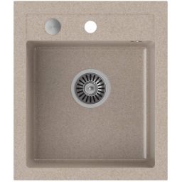 Quadron Johnny 100 zlewozmywak 50x43 cm GraniteQ wpuszczany river sand/elementy stalowe HCQJ4350BEZK